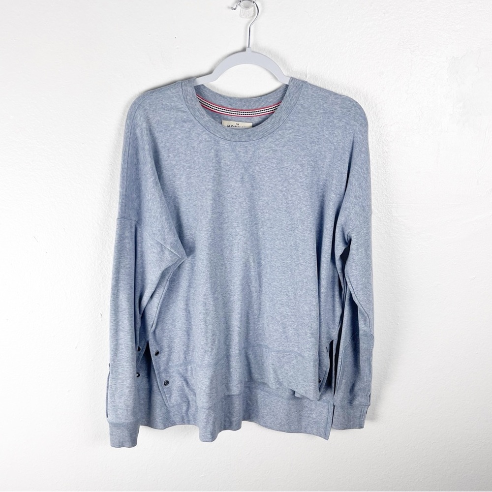 THE NORMAL BRAND Light Blue Long Sleeves Accent Hem Button Henley Top Medium